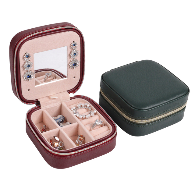 Wholesale Portable Jewelry Accessories Organizer Travel Box Delicate Jewelry Case With Mirror