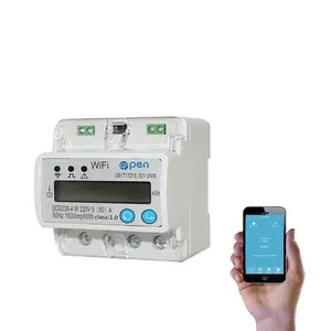 มิเตอร์ไฟฟ้า WIFI เครื่องวัดพลังงานอัจฉริยะ5(60)A 110V 230V เฟสเดียว Din Rail เหนือ/ภายใต้การป้องกันแรงดันไฟฟ้าในปัจจุบัน RS485