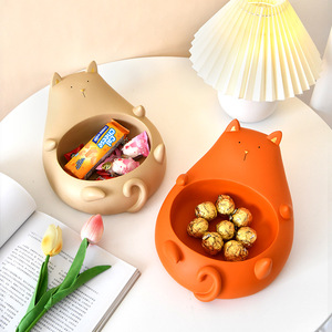 Lying Cat Fruit Plate Resin Snack Bowl Multi-Purpose Home Decor Storage Dish Animal Shape Coffee Table Accessory - Product Image 1