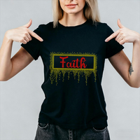 Dernier design de transfert thermique personnalisé en strass sur le thème de la foi chrétienne pour T-shirt