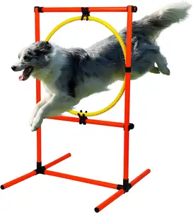 宠物狗欣兴户外游戏敏捷锻炼训练可调高跳环宠物敏捷训练设备狗