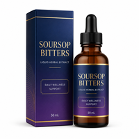 Suplemen Cair Herbal Soursop Bitters 50ml dengan Akar Burdock dan Kunyit untuk Kesehatan Sistemik ODM Private Label