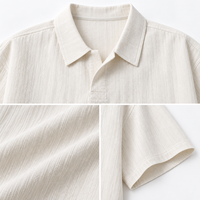 Polo pour homme en coton et lin 180 GSM, col ouvert, manches courtes, personnalisable avec logo, idéal pour l'été, vente en gros