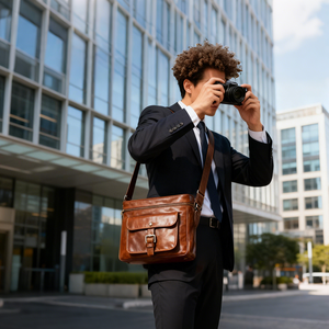 プロカスタムヘビーデューティ撮影撮影タンビーガンPuレザー耐久性のあるショルダーCrsosボディミラーレスレンズカメラバッグ - Product Image 2