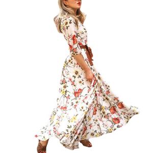 2022 مخصص جديد الجدد الصيف ملابس عصرية النساء فستان كاجوال البوهيمي الزهور طويل ماكسي اللباس - Product Image 2