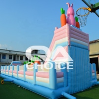 Grand videur gonflable maison de lapin fête gonflable carotte sautant et jeu de défi coulissant aire de jeux combo extérieur