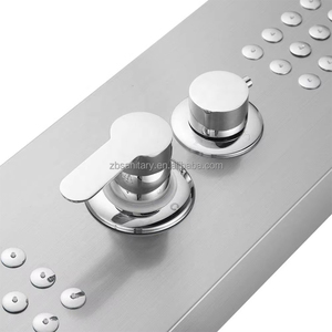 Colonne de douche murale en acier inoxydable 201/304, finition nickel brossé doré, avec jets cascade et jets spa, douche intelligente - Product Image 2