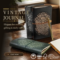 Coffret Organisateur de Luxe Antique en Cuir PU Bruni, Journal à Motifs Gaufrés Vintage, Cadeau d'Entreprise, Carnet de Voyage