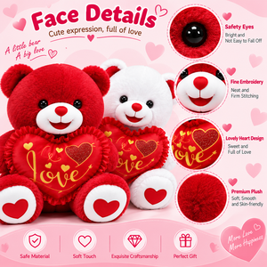 Orsacchiotti di Peluche Rossi e Bianchi con Cuore 'Ti Amo', Produzione Diretta OEM ODM per Regalo di San Valentino - Product Image 3