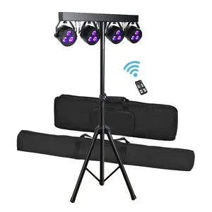 12PCS*4IN1 LED Wash Lighting System dj disco Par Can Set Par Light Kit includes stand carry bag and Remote control