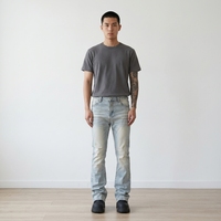 Pantalon en jean vintage rétro déchiré à queue de chat, démonté et assemblé, taille mi-haute, coupe ample, extensible, micro-à volants, jambe large, pour l'hiver