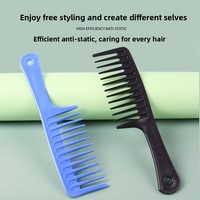 Peigne à dents larges et profondes pour boucles, en plastique, protection des cheveux, pour coiffage à domicile et lavage – Approvisionnement direct usine