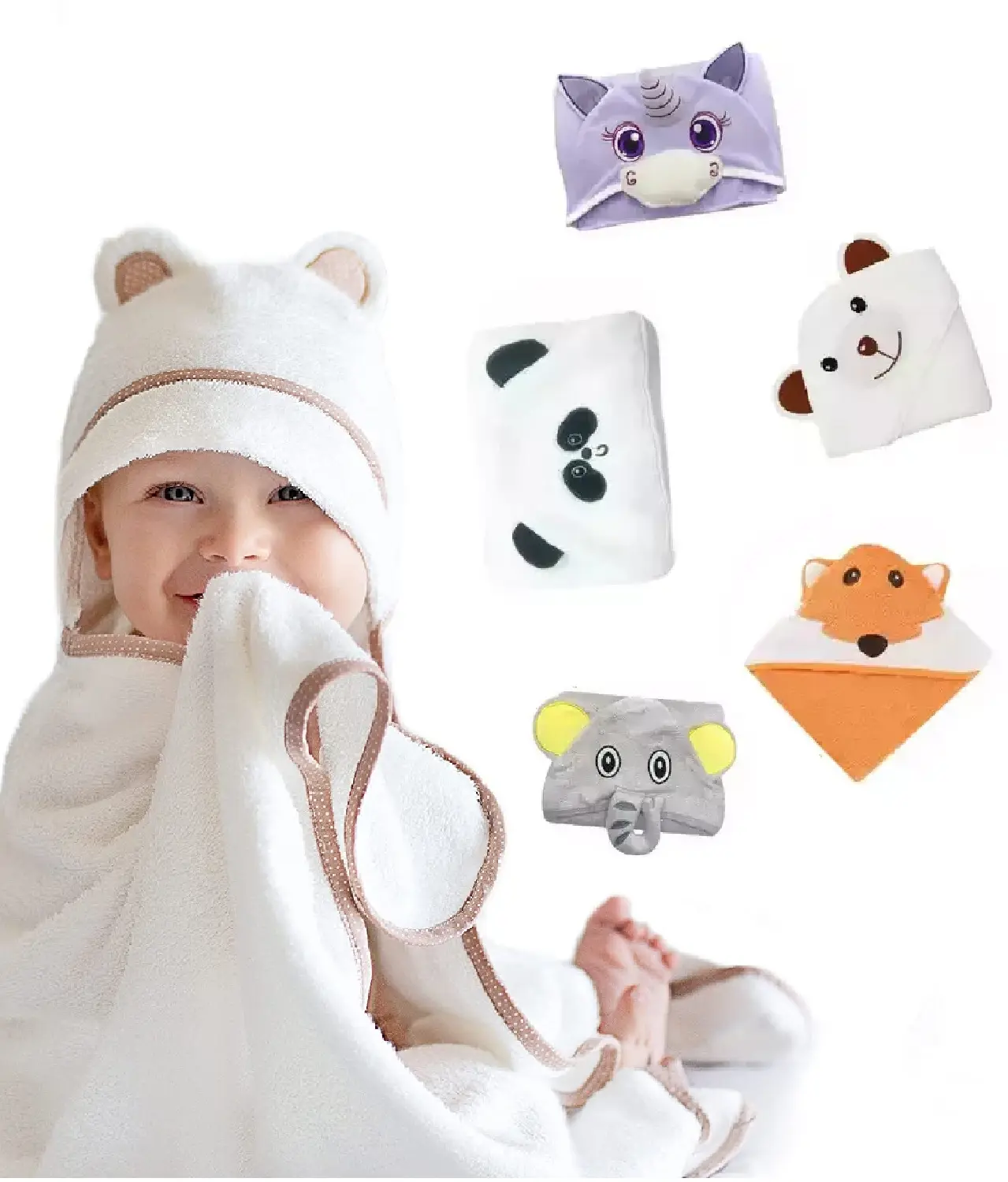 Factory Direct Wholesale Animal Design Super Breathable Soft Cartoon Kids Bath Towel 100% Bamboo Baby Hooded Towel