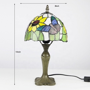 Lámparas de Mesa LongHuiJing Estilo Tiffany con Pantalla de Vidrio de Colores en Forma de Cúpula de Mariposa, Lámparas de Mesa de 8 Pulgadas Hechas a Mano con Colores Vibrantes - Product Image 3