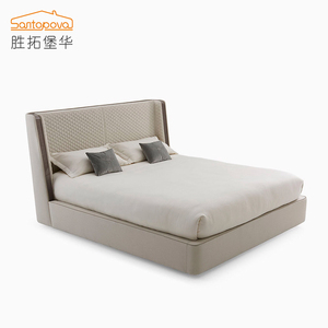 Nouveau design Europe style <span class=keywords><strong>italien</strong></span> moderne haut de gamme usine en gros lits en bois Massif cadre 1.8m <span class=keywords><strong>lit</strong></span> - Product Image 1