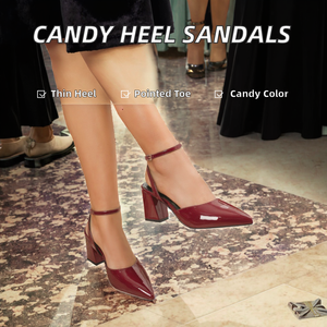 Sandalias de Tacón Alto Personalizadas para Mujer, Diseño Delicado con Hebilla de Color Caramelo, Punta Puntiaguda, Tacón Delgado, Resistentes para Uso en Verano - Product Image 2