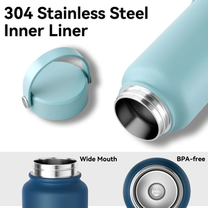 Botella de agua con aislamiento al vacío para deportes de acero inoxidable de doble pared, frasco de agua caliente con manga inferior para niños - Product Image 2