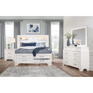 Civic White Nightstand With Two <b>Drawers</b> Modern Bedroom <b>Storage</b> <b>Drawer</b> Unit - Product Image 4