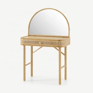 Modern Wood <strong>Dressing</strong> <strong>Table</strong> with Mirror and <strong>Rattan</strong> Drawer New Bedroom Furniture Chic and Stylish Dresser - Product Image 1