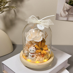 Caja de Regalo para San Valentín, Navidad, Graduación, Rosas Eternas Preservadas en Cúpula de Cristal con Luz LED - Product Image 2