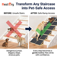 Rampe modulaire pour chiens et chats pour escaliers, réglable, en bois, sûre, pliable, rampe intérieure pour chien avec support triangulaire et patins antidérapants