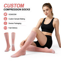 Chaussettes de compression graduée, avec revers antidérapant, évacuation de l'humidité, soutien renforcé de la voûte plantaire et des orteils, pour le sport, les infirmières et les longues périodes debout