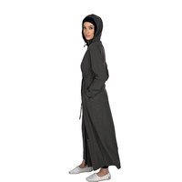 Abaya de sport Lignes Sports à col montant, anti-humidité et anti-odeur, avec boutons sur le devant, taille élastiquée à cordon de serrage et capuche
