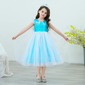 2019 fashion sequin sleeveless dress <span class=keywords><strong>frozen</strong></span> for kids party - Product Image 1