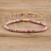 Bracelet tressé en perles d'empereur en pierre naturelle, élégant et ajustable pour femme