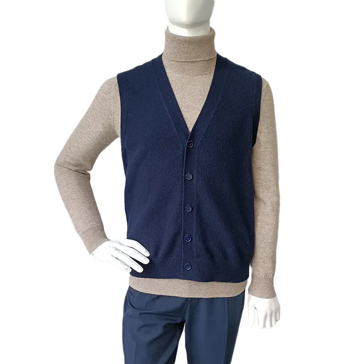 Made In China Oem/Odm Casual Winter Cashmere Fashion V Neck Men Knit Sweater Vest