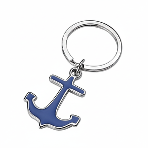 Portachiavi in Metallo Personalizzato con Logo e Apribottiglie, Design Ancora Blu - Senza Scatola - Product Image 2
