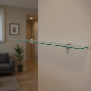 Estante Flotante de Pared de Vidrio Templado Transparente, 39.4x7.9 Pulgadas, Diseño Minimalista, para Baño - Product Image 2