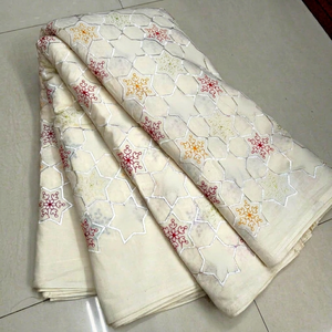 Tela de algodón suave de primera calidad para mayoreo, con bordado pesado y motivos étnicos, ideal para diseñadores de trajes Salwar, Kurtis y vestidos. - Product Image 1