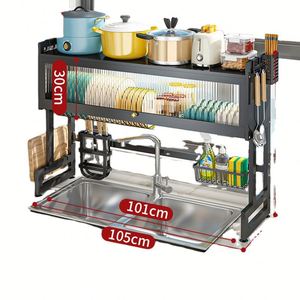 Expandable Roll up Plastic Sink Organizer Kitchen Dish Drying Drainer Rack With Cover Chopsticks Bowls and Dish Racks <b>Storage</b> - Product Image 1