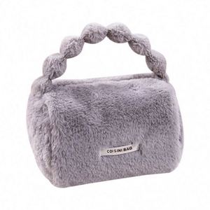 Sac à main pour femme en fausse fourrure de lapin, mignon, portable, sac à maquillage en peluche tendance - Product Image 1