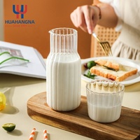 Carafe et verres à eau modernes en verre côtelé de 500 ml pour chambre, salle de bain, cuisine, théières et bouilloires