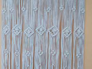 <b>White</b> Macrame Tassel Tapestry Woven Wall <b>Hanging</b> Decorative Curtain for Bedroom Living Room - Product Image 2