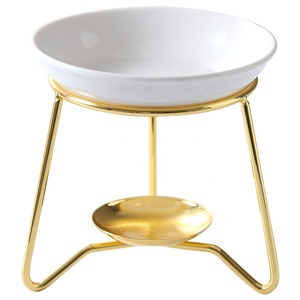 مبتكر جديد من السيراميك الأبيض ، مبتكر شمع مع مع فولاذ ذهبي - Product Image 4