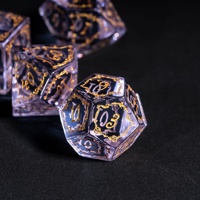Pour Udixi jeu de dés polyédriques Logo personnalisé pour donjons et dragons verre clair rose bleu violet avec motif de vigne