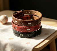 Collier réfléchissant de sécurité nocturne pour chien, design patte creuse, en cuir PU souple, réglable pour la promenade quotidienne en extérieur