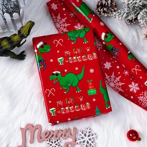 Dinosaur Christmas Wrapping Paper Roll 17 Inch X 33 Feet Double Side Reversible Gift Wrap For Kids Holiday Crafting - Product Image 4