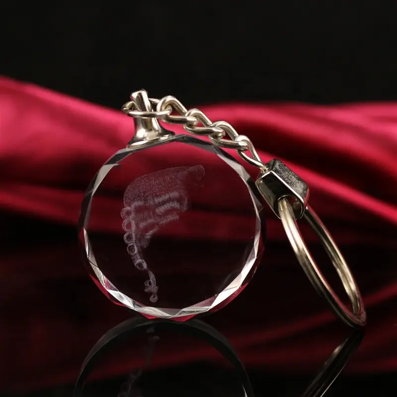 New Style CHAIN KEYCHAIN/Custom Glass Key chains Logo Crystal Key Holder/ 2d Glass Key Ring crystal key ring