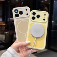 Coque antichoc en silicone liquide pour iPhone 13 14 15 16 17 18 Pro Max avec chargement sans fil et protection magnétique de l'objectif – Vente en gros