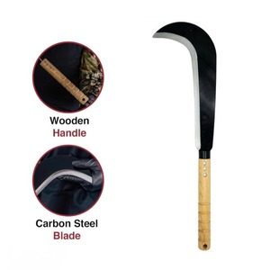 Industrial Grade Reaping Hook Wood Handle 3.7mm <b>Carbon</b> Steel Blade for Agriculture Horticulture <b>Brush</b> Clearing Grass Harvest - Product Image 4