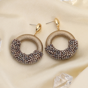 Groothandel Spot Multi Colors Half String Half Bead Grote Lange Hangende Oorbellen Handgemaakt Koperlegering Kristal Kralen Trendy Dames - Product Image 5