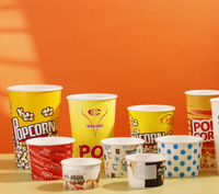 Seau à popcorn personnalisé avec logo imprimé, qualité alimentaire, jetable, pour poulet frit KFC, avec couvercle en papier