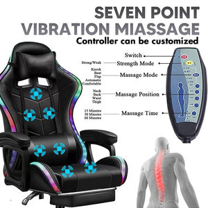 Chaise ergonomique de jeu d'ordinateur de massage pour adulte Chaise de jeu vidéo en PVC Dossier haut avec repose-pieds Appui-tête Soutien lombaire - Product Image 4