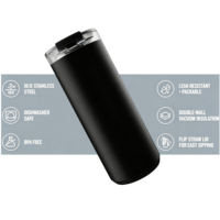 Personnalisation ODM, tasse à café de voyage classique en acier inoxydable 304, sans BPA, couvercle anti-fuite, double paroi, isolation sous vide, ouverture à clapet, pour boire directement