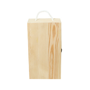 Caja de Vino de Madera de Pino, con Tapa Abatible, Portátil, Rectangular, Color Madera Natural, para Dos Botellas, Empaque de Regalo - Product Image 5