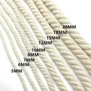2024 Best Price Customized Natural Color 3 Strands 100% Cotton Rope Twist Rope For Wall Hanging Or Plant Hanging